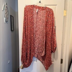 torrid Red Floral Open-Front Drape Cardigan